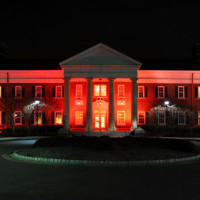 Lion’s tale: Paul Loser Hall glows red