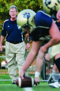 Eric Hamilton, seen here last season, compiled a 212-144-6 record during his 37 years as head coach of the football team.