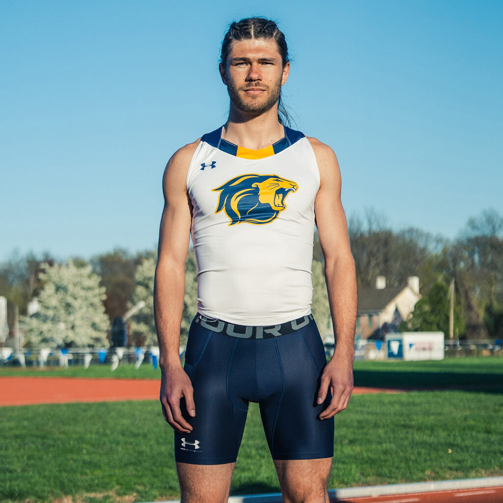 Maxim Rychkov stands on the track